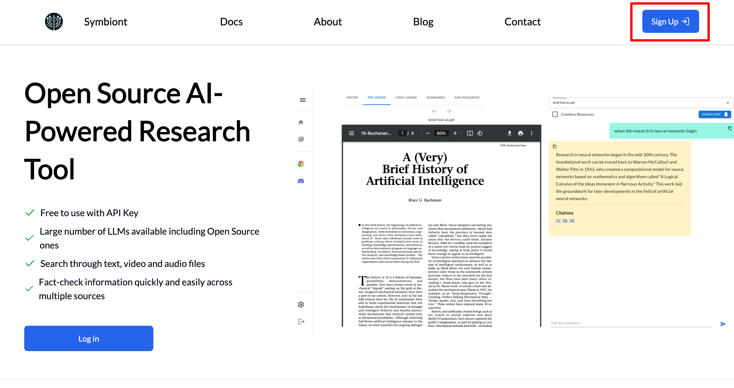 Symbiont signup page